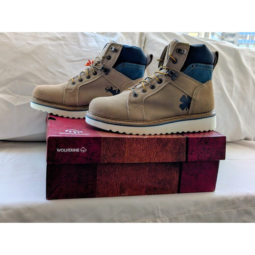 Lucky Brand Men’s Suede Lace-Up Wolverine Ankle Work Boots Tan/Blue US 10.5